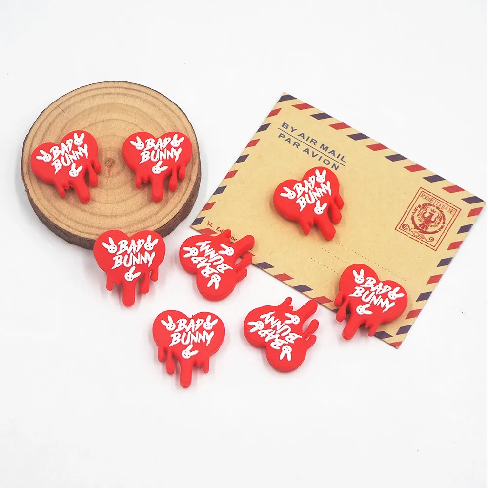 

Chenkai 50PCS Heart Focal Beads For Pen Beadable Pen Silicone Charms Character Beads For Pen Making DIY Baby Pacifier Chains