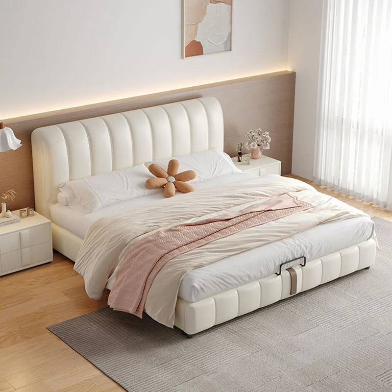 Master Simple Designer Double Bed Luxury Large Wooden Modular Frames Double Bed Bedroom Luxury Meubles De Chambre Furniture