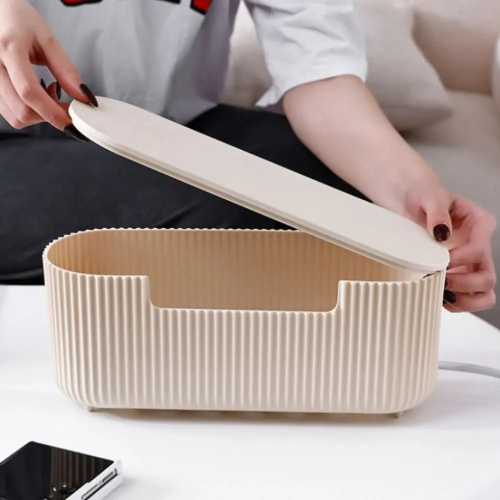 Quality Desktop Cable Storage Box with Lid Multi-Functional Socket Storage Box Dustproof Cable Organizer Household