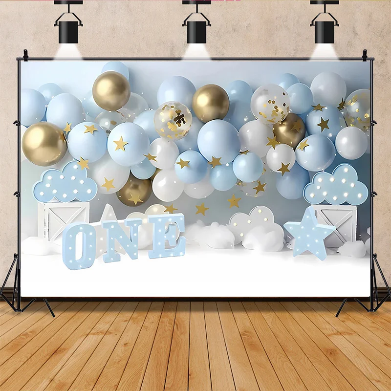 

Happy Birthday Newborn Theme Photography Backdrops Prop Air Balloon Party Decorations Baby Shower Photo Studio Background BB-02