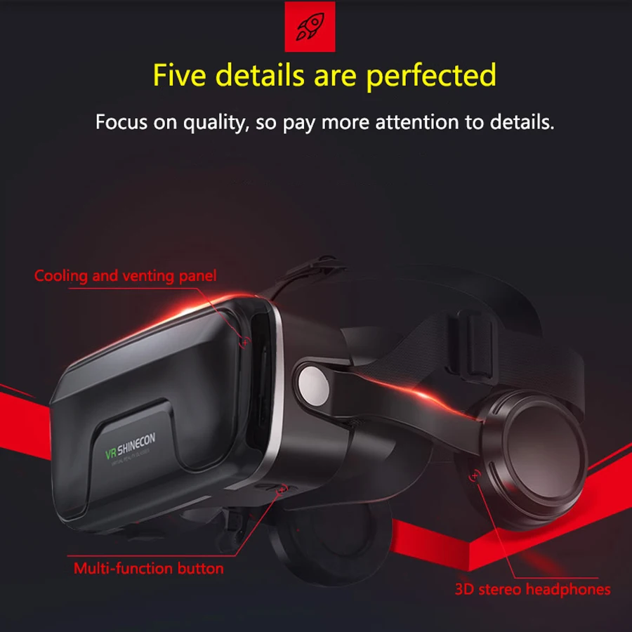 Shinecon Viar Occhiali per realtà virtuale 3D VR Dispositivi per cuffie Lenti per casco Occhiali intelligenti per smartphone Gioco telefonico Visualizzatore mobile - immagine 4
