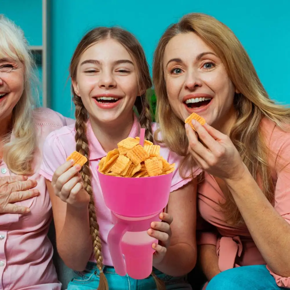 Snack and Drink Cup 2 in 1 Snack Bowl Cup Combo Leakproof Color Changi — Guelce Store