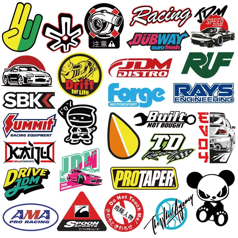 Vinyl Decalques Adesivo Bomba, Cool JDM Adesivos, Auto Carro Modificar, Motocicleta, Scooter, Bicicleta, Skate, Laptop, Graffiti, 10 pcs, 20 pcs, 50 pcs, 100pcs