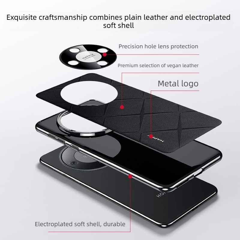 Luxury Plating PU Leather Case with Camera Lens Protection - Premium Slim Hard Cover with Exquisite Texture