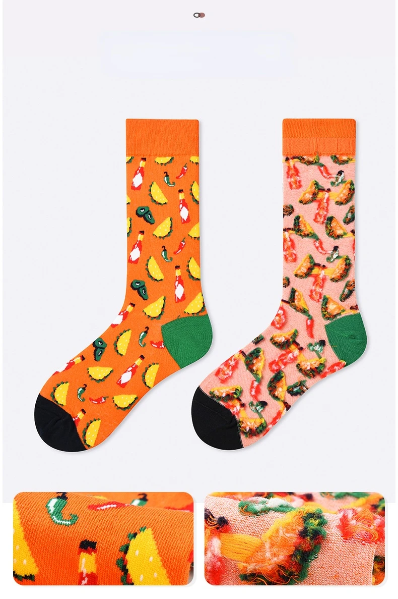 black knee high socks New socks women's creative hamburger cartoon cute food tube socks Europe and the United States Sweden tide socks women ladies socks