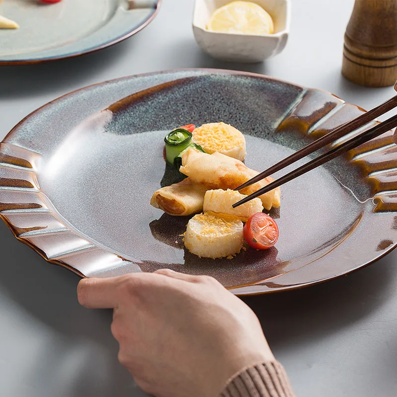 

Ceramic plate, steak special shaped hotel tableware, Western food flat shallow large size