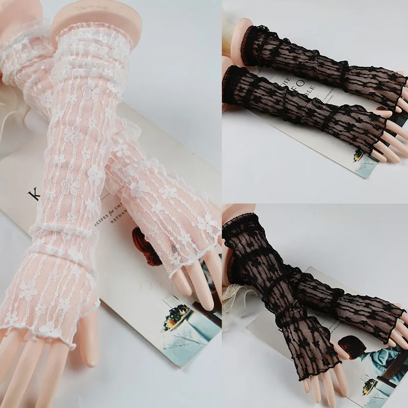 Music Legs Lace Fingerless Gloves