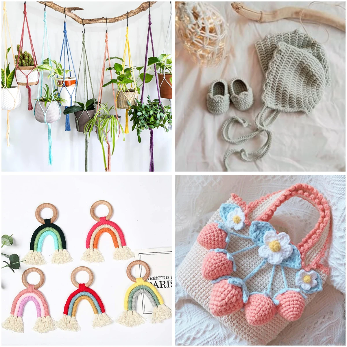 Macrame Cord 3mm 100Yards Natural Cotton Rope Colorful Macrame Hand Knitting for Handmade Colored Wall Hanging Weaving Tapestry