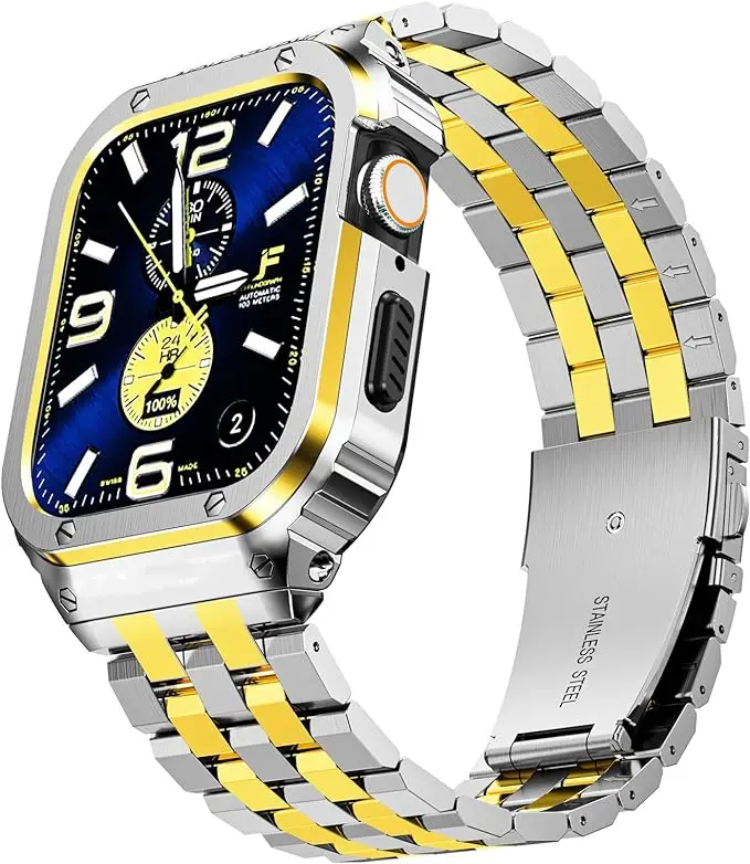 Premium Stainless Steel Case with Band and Rugged Metal Protector