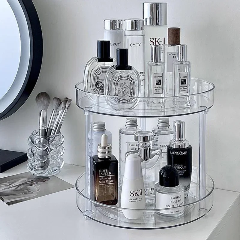 360° Rotatable Desktop Cosmetic Rack Bathroom Shelf Large-capacity Perfume Aromatherapy Skin Care Product Storage Rack Organizer 2
