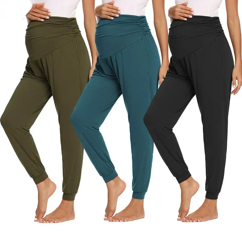 Women Pants Maternity Pants Women Sweatpants Womens Maternity Pants Over The Belly Stretchy High Waist Pregnancy Sweatpants Comfortable Casual Pregnanct Joggers with Pockets
