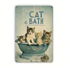 Vintage Cat Bath Metal Sign Wall Art 8x12 1
