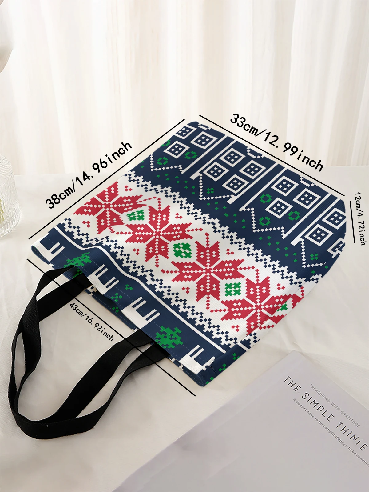 Christmas themed printed casual handbag, reusable fashionable backpack, multifunctional handbag, canvas shopping bag