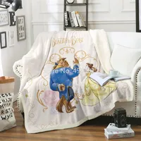 Disney Cartoon Baby Blanket Beauty and Beast Blankets Throw for Bed Sofa Bedspread Bedding Sherpa Blankets Boys Girls Kids Gift 1