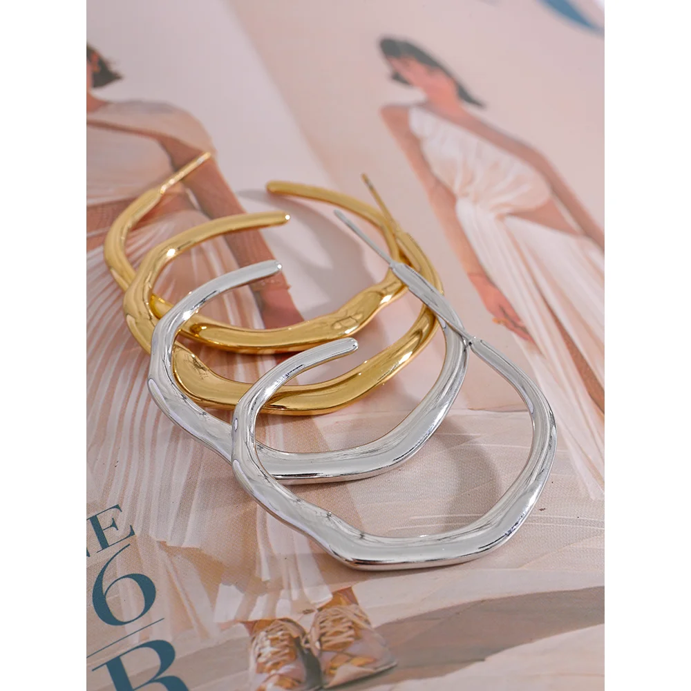 Yhpup Earrings Stainless Steel Waterproof Metal 18K Gold Plated Jewelry Gift