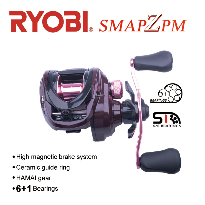 

NEW RYOBI SMAP ZPM Baitcasting Fishing Reels Gear Ratio 6.4:1 Bearings 6+1Max Drag 5kg Hanmi Gear Saltwater Reels Fishing Reels
