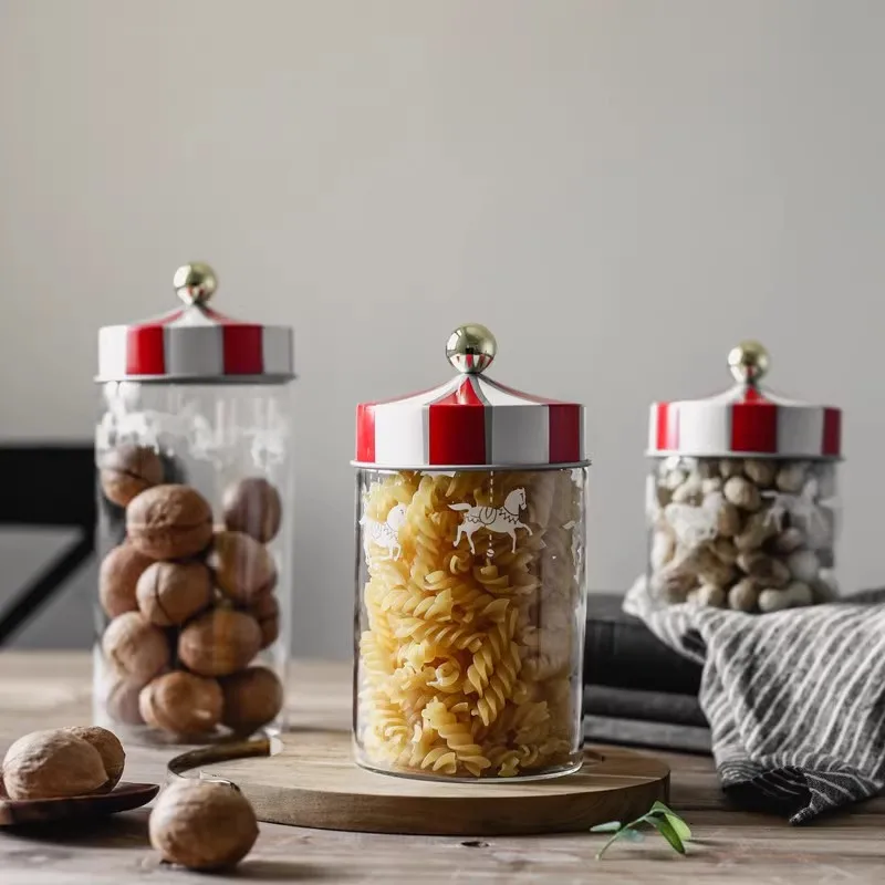 Nordic Creative Carousel Sealed Jar Glass Snack Grain Candy Storage Jar 3