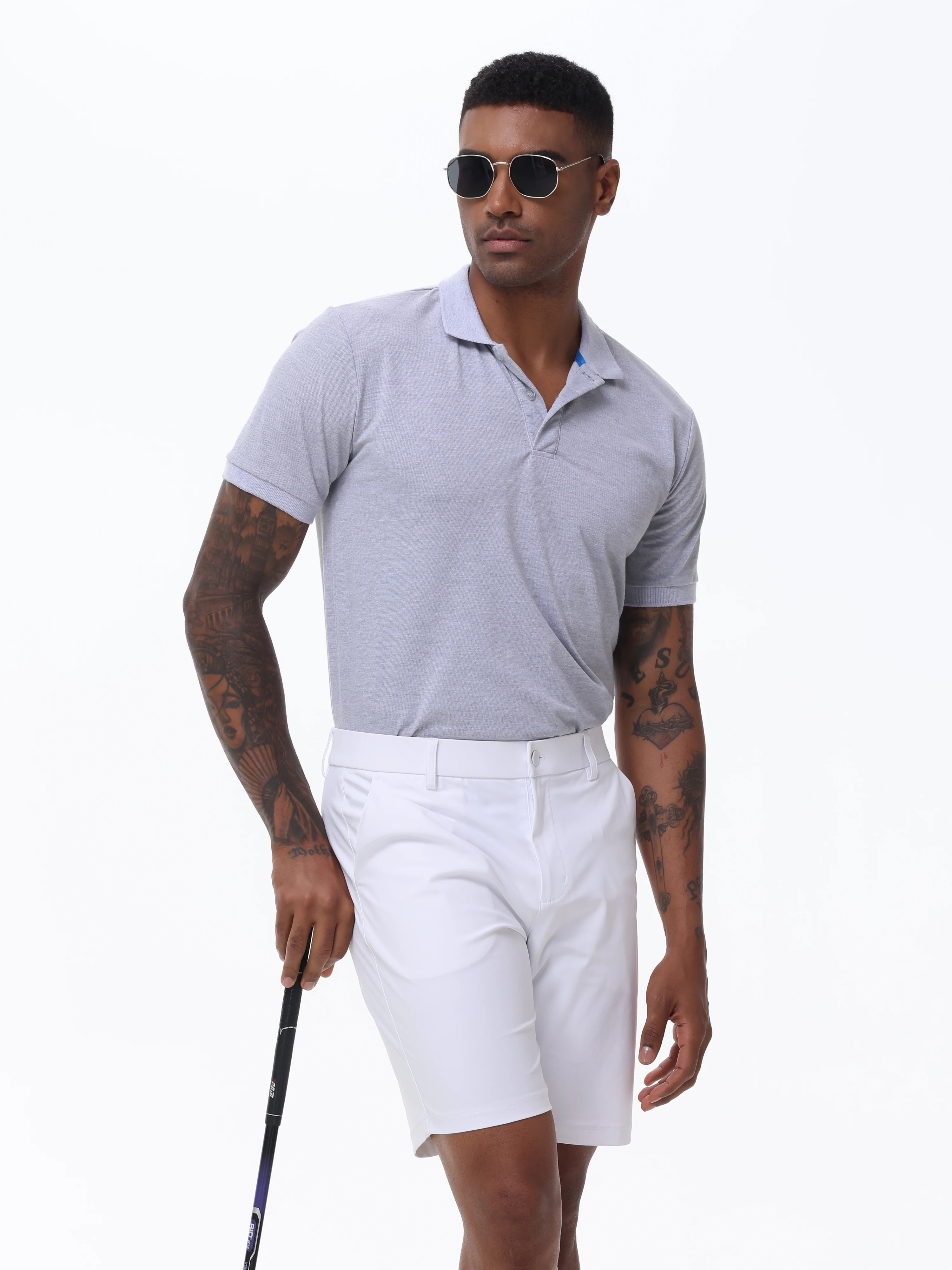 Men's Cargo Trendy Shorts Casual Elegant Golf Pants, Stretch Waist Work Dress Shorts with Concealed-Type Zipper Side Pockets 6