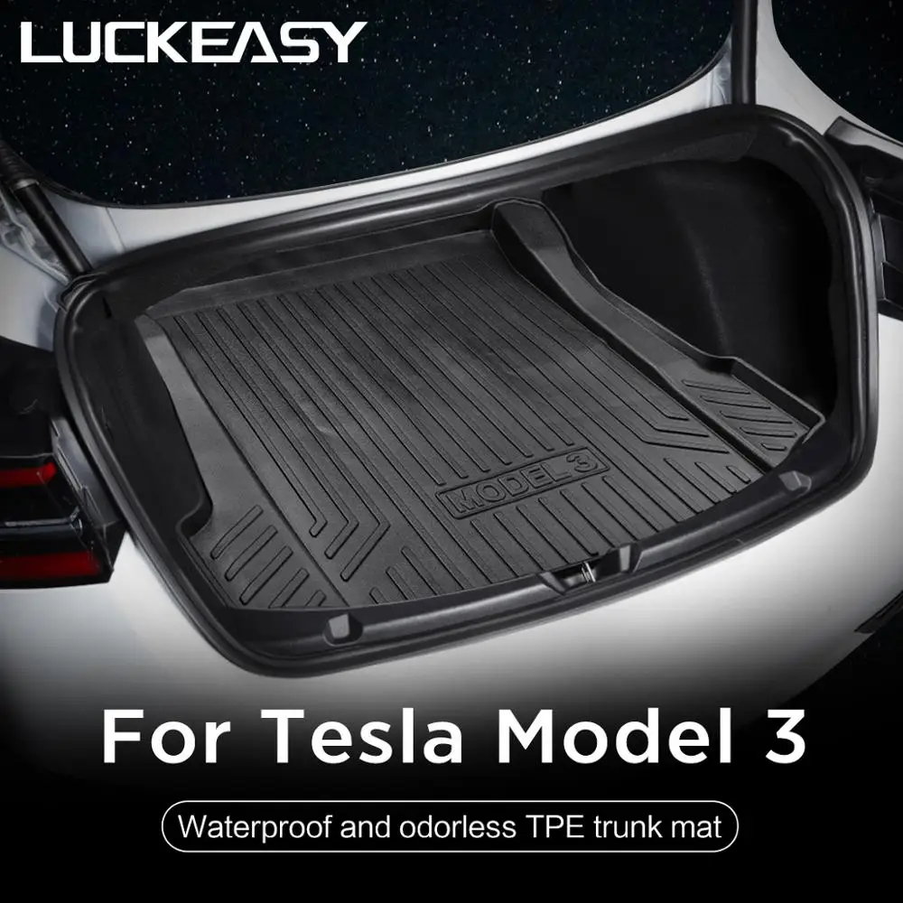 Luckeasy For Tesla Model 3 Tpe Material Allweather Car Trunk Floor Mat