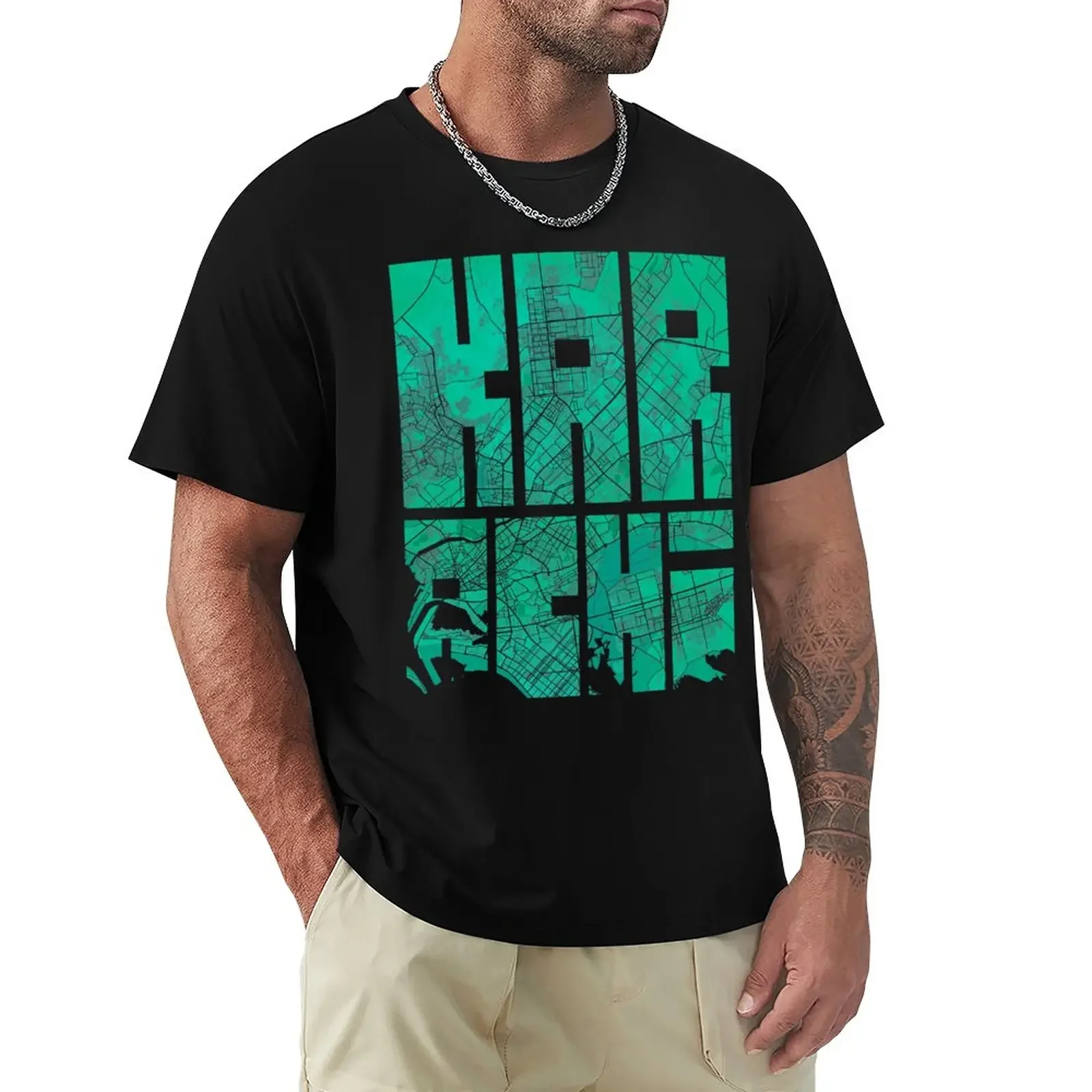 

Karachi City Map of Pakistan - Watercolor T-Shirt tees quick-drying summer top plain white t shirts men