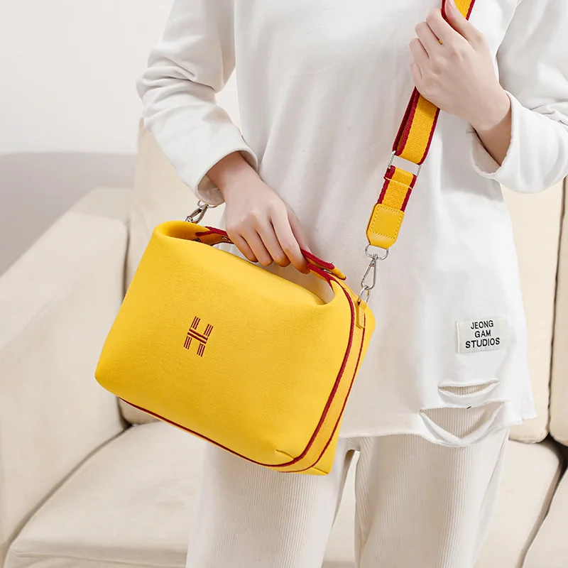 Canvas Crossbody Bags Youth Fashion Casual Large Capacity Ladies Shoulder Bag Solid Color Women Messenger Cosmetic Bag