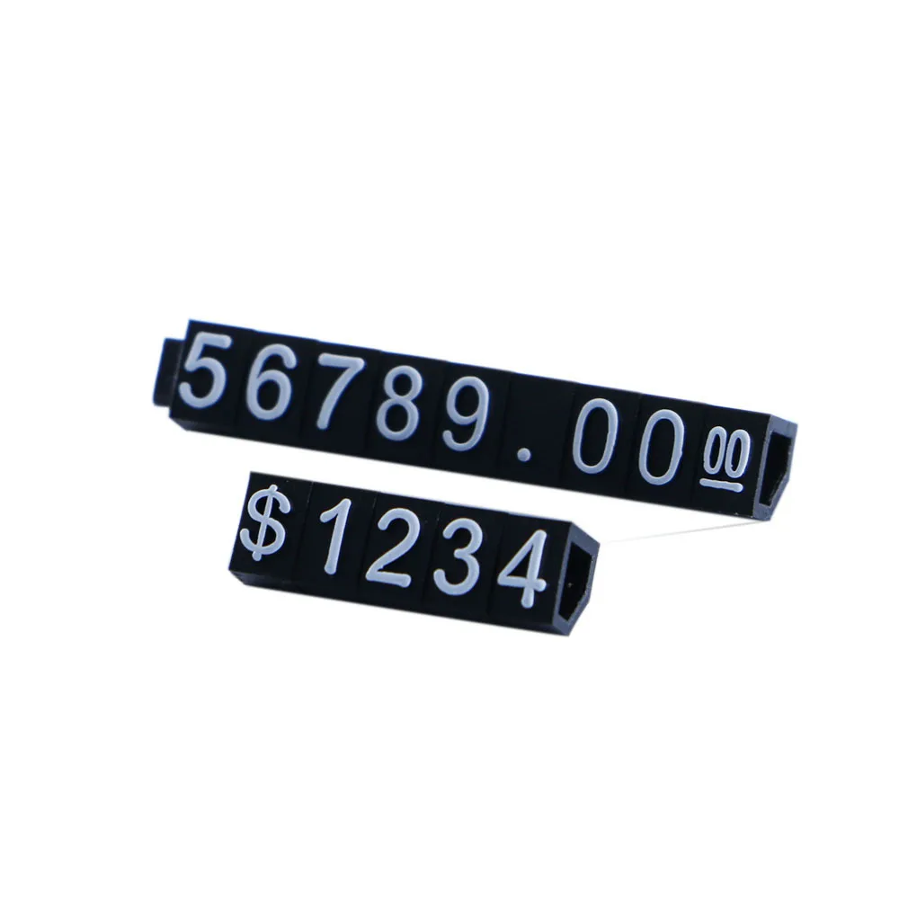 30 Pcs Combined Price Tag Transparent Dollar Euro Number Digit Cubes Stick For Clothes Jewelry Showcase Counter Price Display