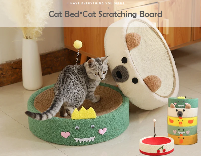 

Cat Accessories Cat Scratching Board Cat Bed 2 in 1 Sisal Material Cat Scratching Board Magic Scratching Toy For Cats Plush Bed