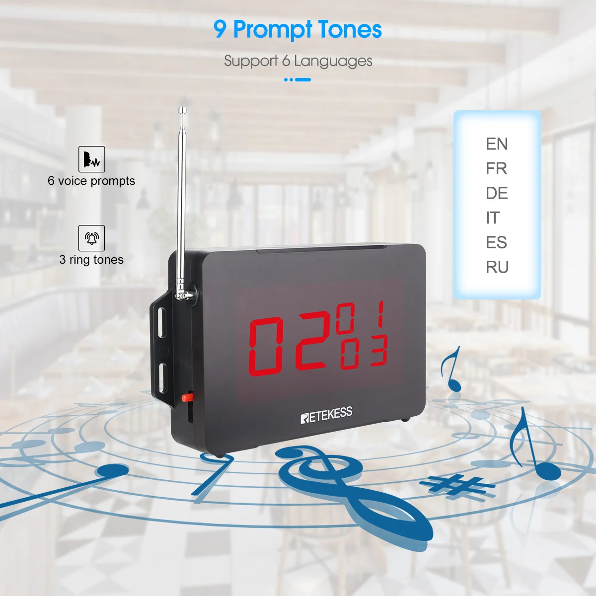 Wireless Calling System RETEKESS TD163 Restaurant Wireless Calling Pager System Host Voice Reporting Broadcast Display Receiver For Cafe Bar Club Hotel