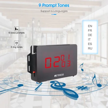 Retekess TD136 Wireless Calling Customer Service Pager Display Receiver Host Voice Reporting Broadcast For Restaurant Cafe Bar