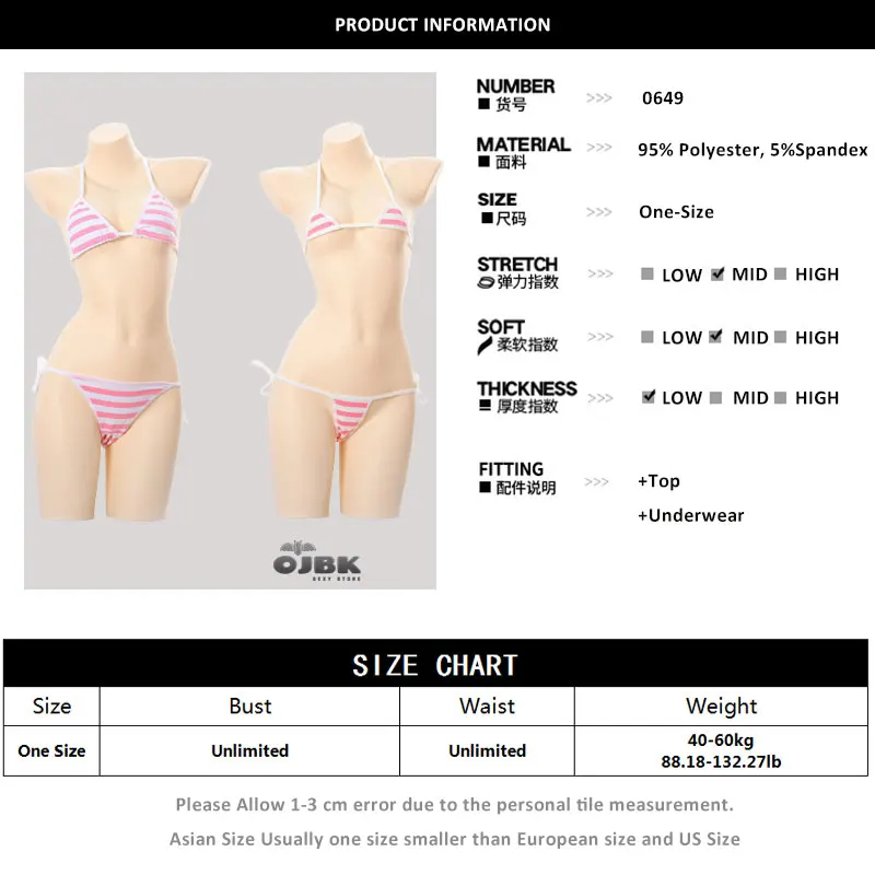 Japanese Sexy Lingerie Lolita Kawaii Blue Pink White Striped Mini Bikini Adult Cosplay Erotic Costumes Bra Women Underwear Set