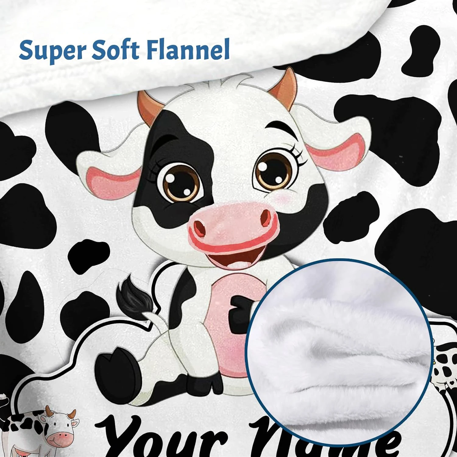 Customized printed blankets for personalized black cows and cute white cow printed sofas, Christmas and birthday gifts 4