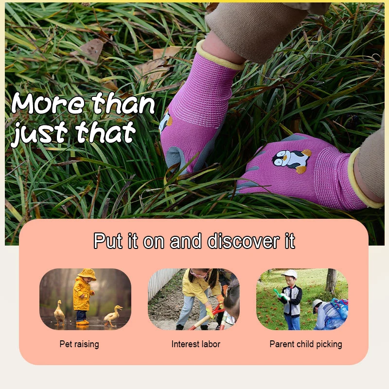 Gardening Gloves Kids Durable Waterproof Garden Work Gloves Non-Slip Children Safety Yard Work Gloves Portable Garden Supplies 2