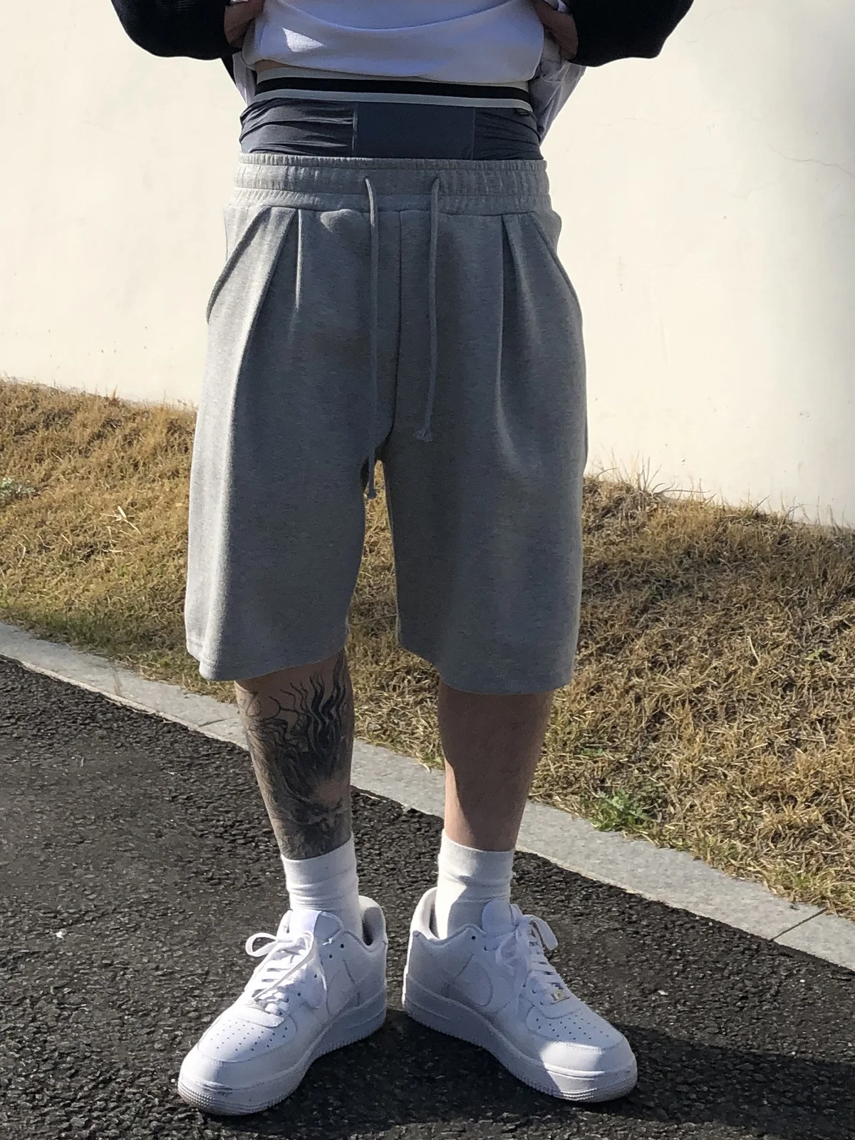 Summer Men's Shorts 100% Cotton Soft Knee Length Shorts Solid Gray Customized Cargo Short High Quality Casual Gym Sports Trunks 6