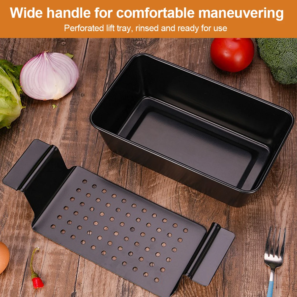 Non Stick Meatloaf Pan W/ Drainage Tray Meat Pie Metal Baking Pan Toast Mold Household Bread Pan for Whole and French Bread