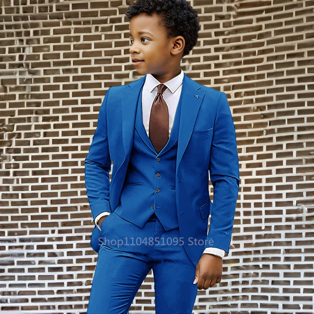 3PCS Boys Suit Kid Wedding Easter Church Outfit Set Teenage School Graduation Prom Photography Performance Birthday Party Tuxedo