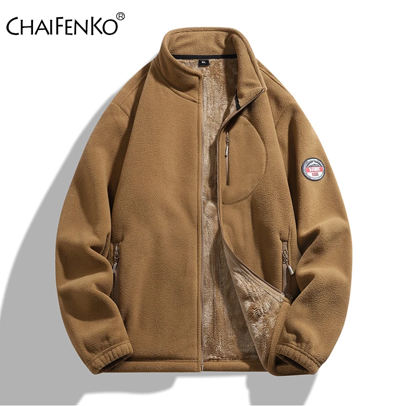 MenLooseKeepWarmTopsNewOutdoorsFashionCasualStandCollarCoatWinterFleeceThickenSolidComfortWindproofJacketMen-AliExpress200000343