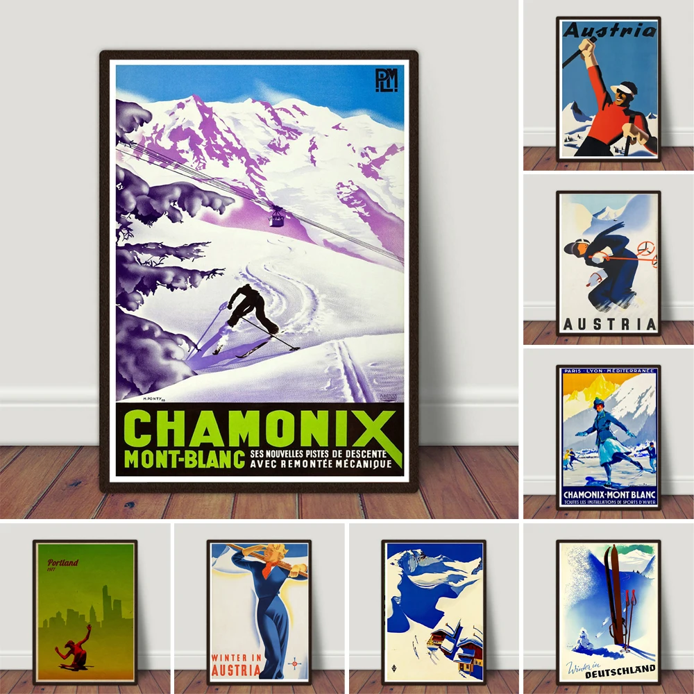 Ski Art France Travel Poster Print Sports Decor H107 for Living Room Home | Дом и сад