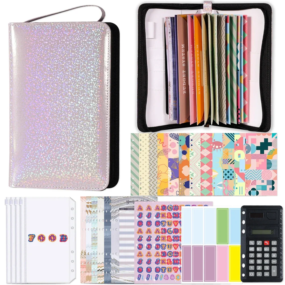 

A6 Binder multi function portable zipper bag cash Budget Wallet notebook daily planner planner journal binder Leather System Set