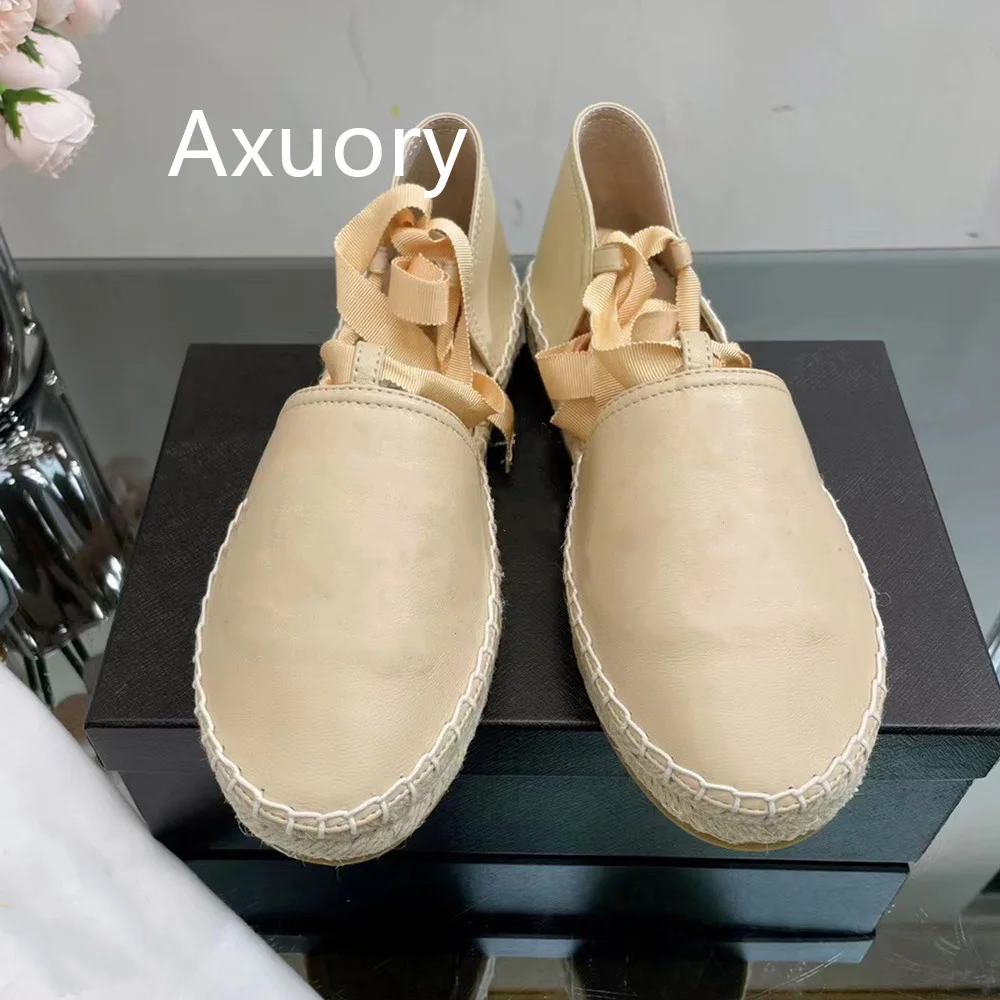2023 New Women's flat bottomed fisherman's shoes Solid Color Genuine Leather Cowhide embroidery Solid Color High Quality