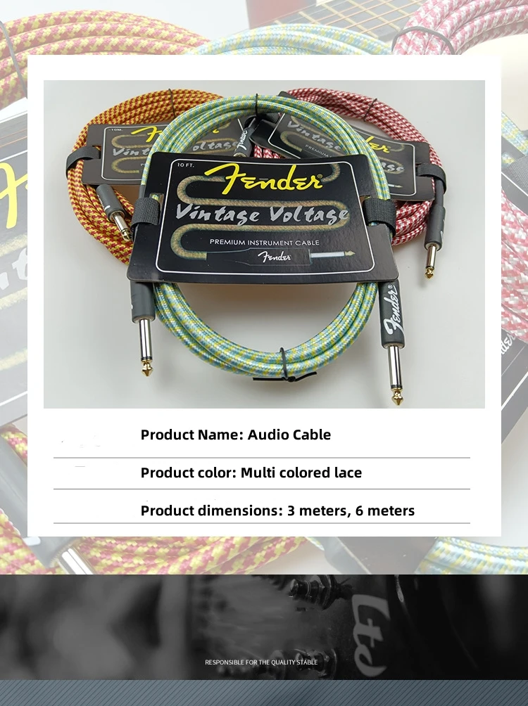 Description Picture 2 of item6/3M Electric Guitar Cable Wire Connection Cable Audio Cable Guitar & Bass String Instrument Accessories Parts Color Random