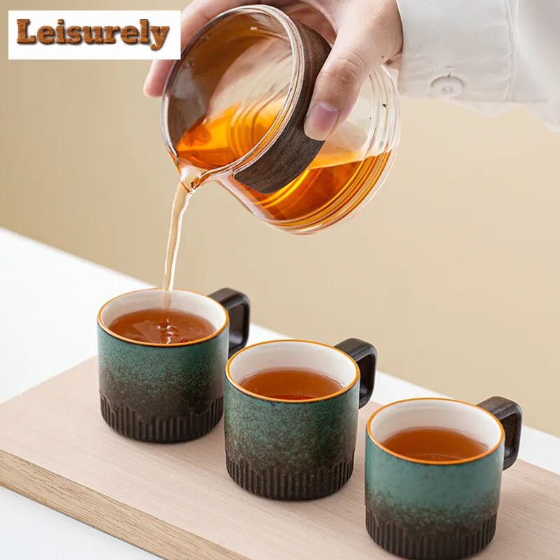 50ML Japanese Style Tea Cup Kiln Transformation Ceramic Coffee Mug Espresso Cup Gongfu Retro Crude Pottery Handle Wine Drinkware