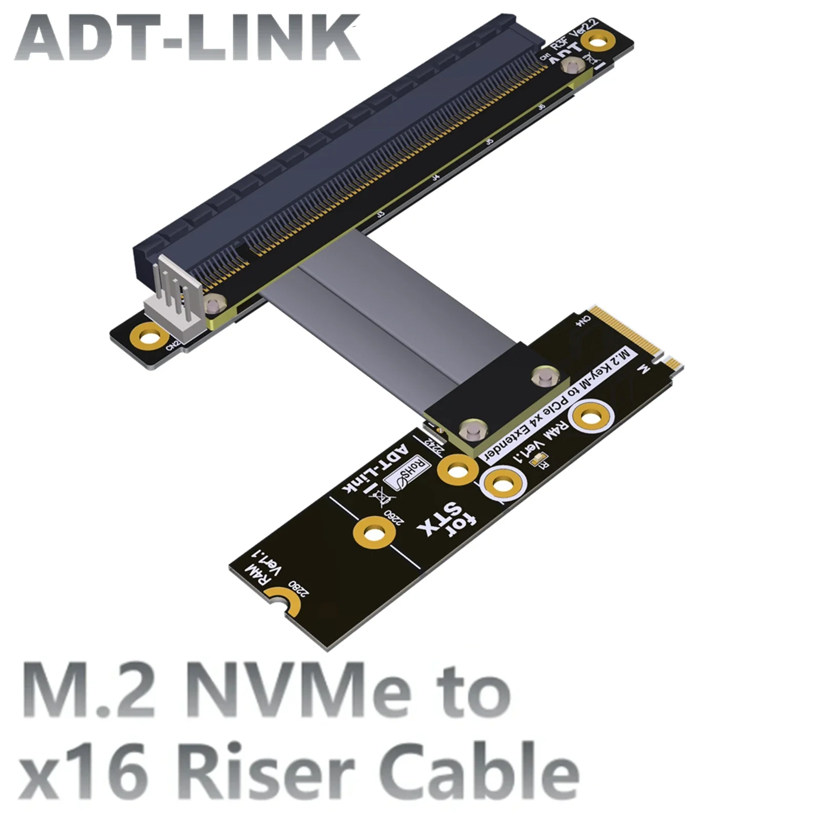 

M.2 NVMe To PCI Express x16 Extender Jumper For GPU Video Card Turn 90 Angled PCI-e 3.0 x16 To M.2 SSD M-Key PCI-E Riser Adapter