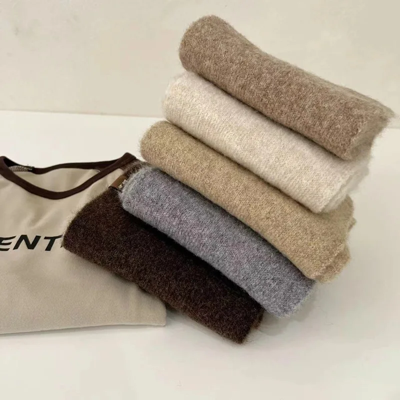 Kid Scarf Korean Style Wool Knitted Children Scarf Autumn and Winter Thickened Warm Baby Solid Color Simple Boy Neck