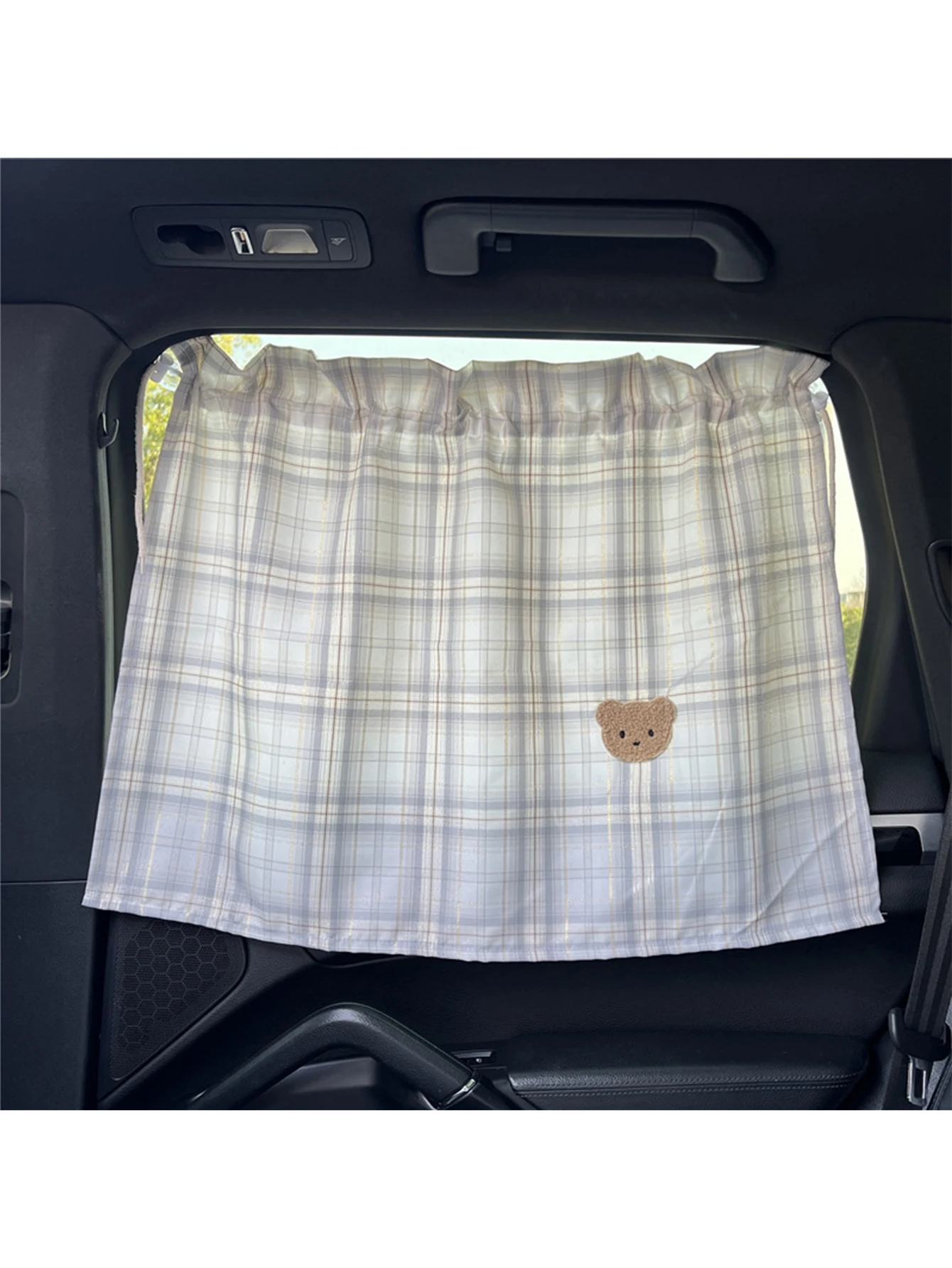 Plaid Bear Sunshade Baby Car Window Curtain Car Sunshade Baby Special Safety Seat Suction Cup