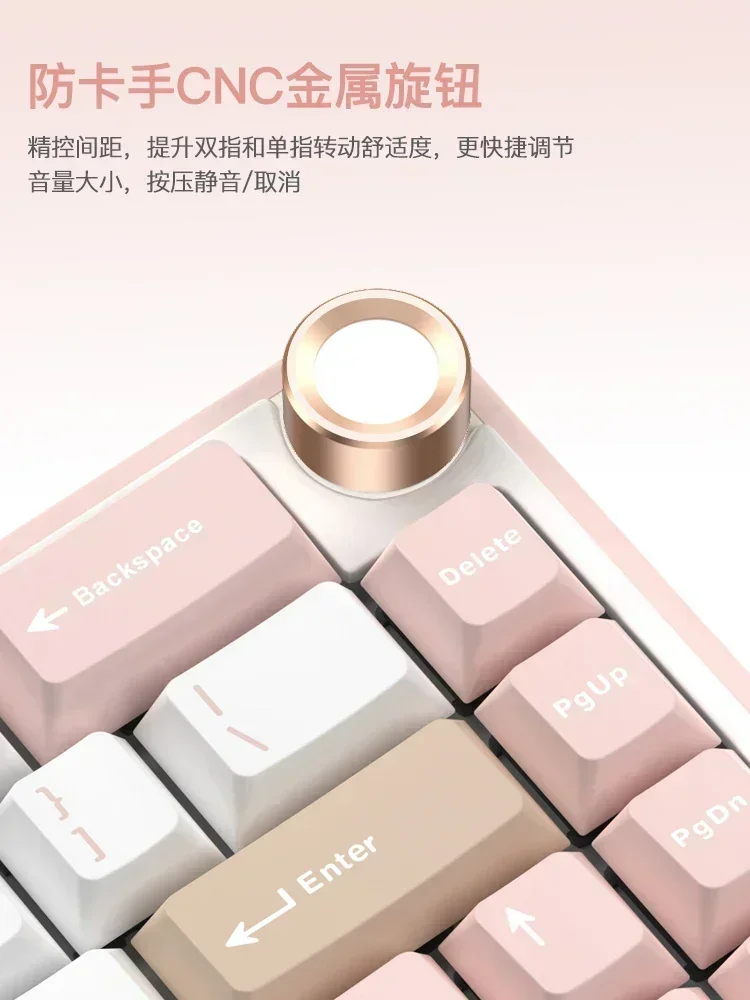 RGB 백라이트 키캡 PBT 기계식 키보드, 3 가지 모드, 2.4G 블루투스, 66 키, 핫 스왑 게이머 키보드 선물, RK R65
