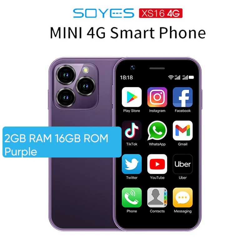 SOYES XS16 スマートフォン 3GB RAM 64GB 黒 SOYES XS16 Mini 4G 3.0 Inch 2GB+16GB/3GB+64GB 5MP Camera