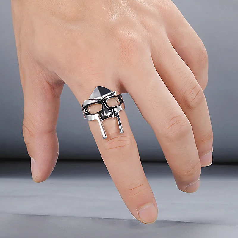 Vintage Mf Doom Mask Knuckle Rings For Men Gladiator Punk Egyptian Pharaoh Male Adjustable Ring Accessories Anillos Goticos