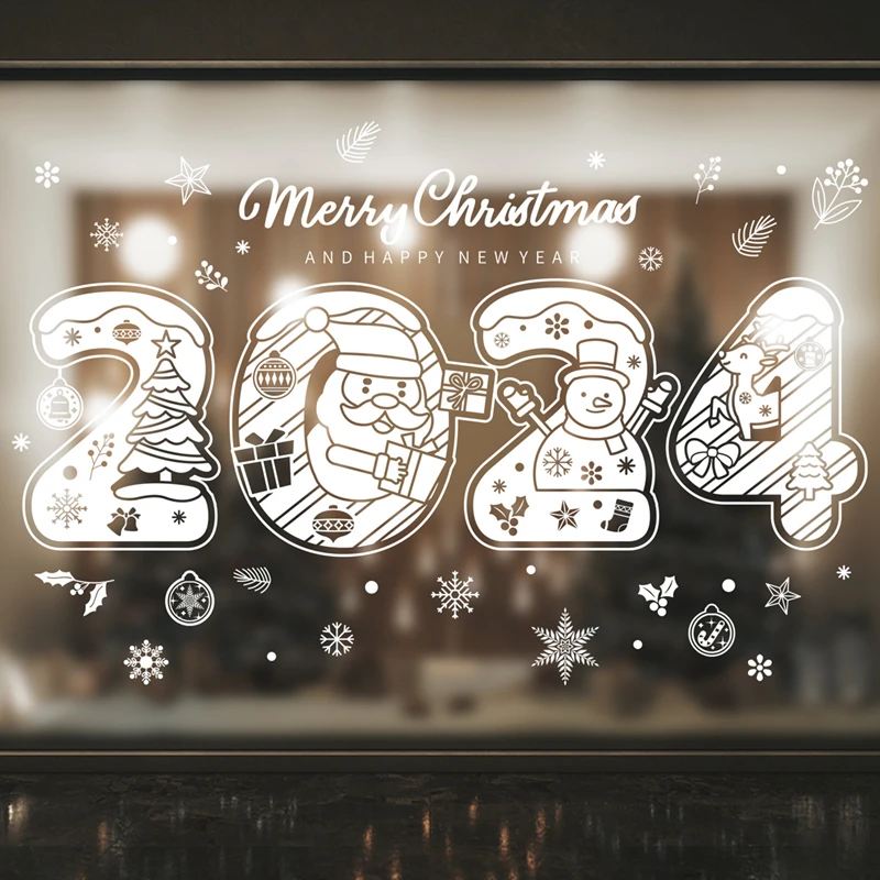 

Happy New Year Window Stickers Christmas Decorations For Home Elk Window Stickers Santa Claus Window Stickers Xmas Tree Stickers