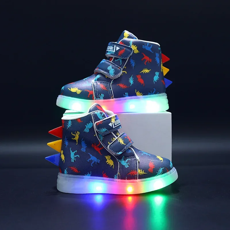 Children's Sports Shoes Cartoon Dinosaur Kid's LED Illuminated Light Shoes 1-6 Year Old Boys' Sports Leisure Sneakers sports shoes kids sneakers kids shoes kids sports shoes