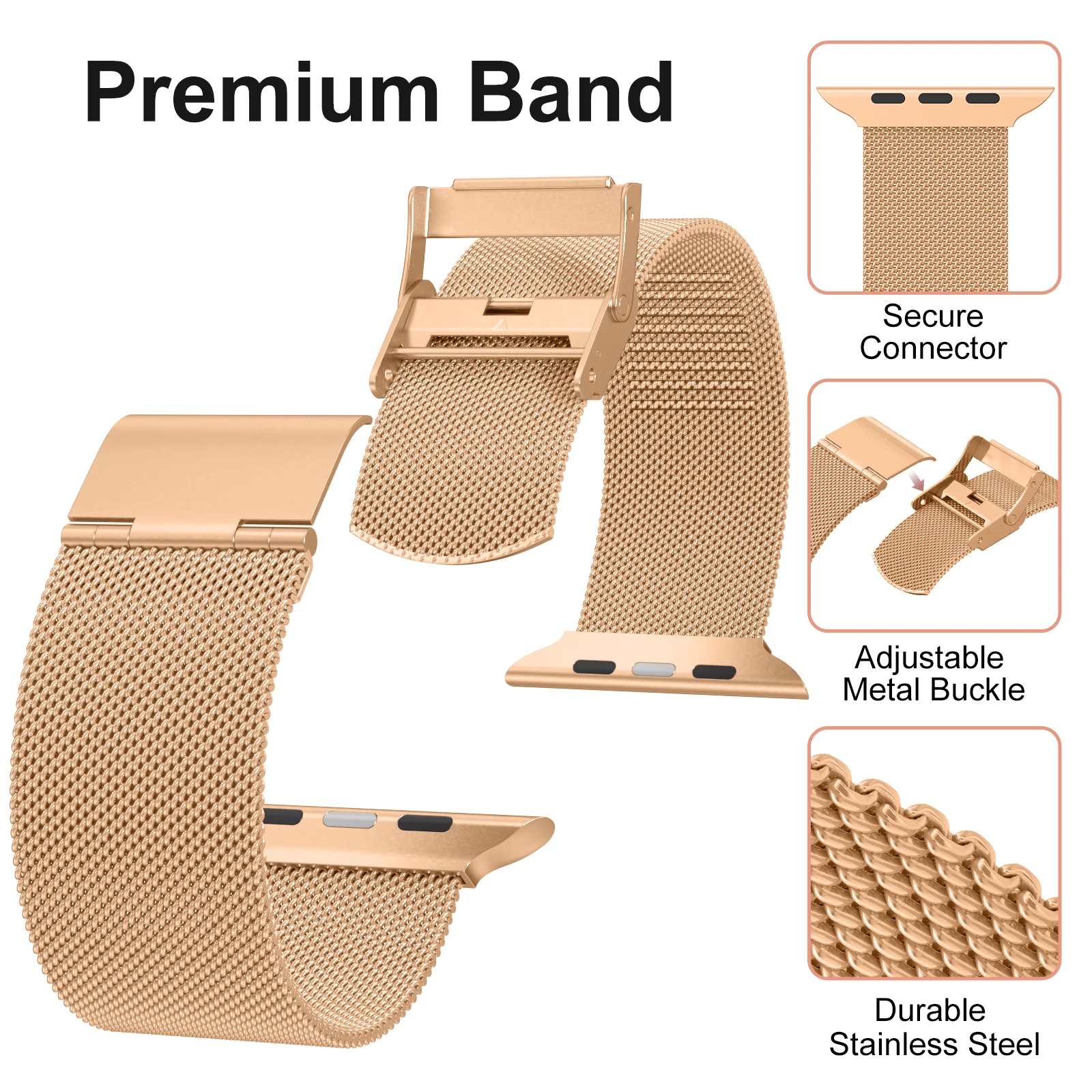 Stainless Steel Metal Strap for Apple Watch - Elegant Bracelet Band